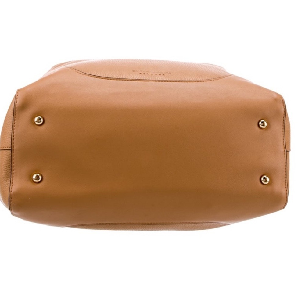 Sondra Roberts Tan Leather Tote Shoulder Bag Gold Hardware structured bag - Picture 7 of 14